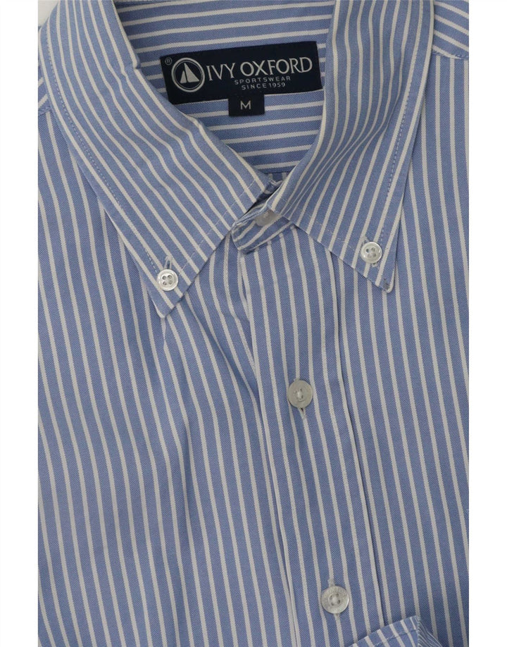 Camisa Ivy Oxford para hombre azul medio con rayas diplomáticas