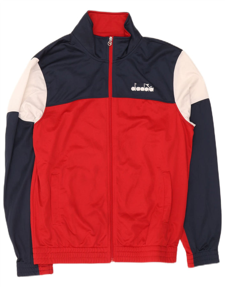 Diadora Hombre Chándal Top Chaqueta Grande Rojo Colorblock Poliéster