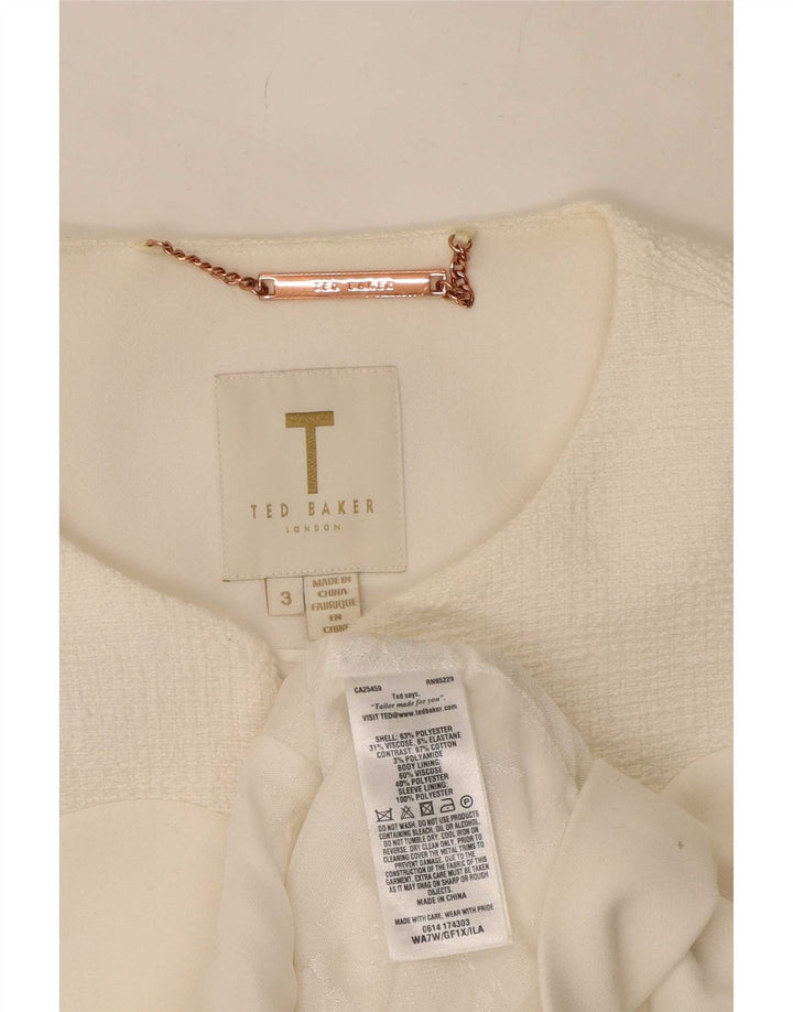 Ted Baker - Chaqueta corta para mujer, talla 3, poliéster blanco mediano