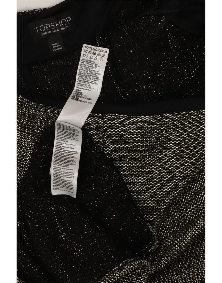 Topshop Falda midi para mujer UK 12 Medium W32 Poliéster negro
