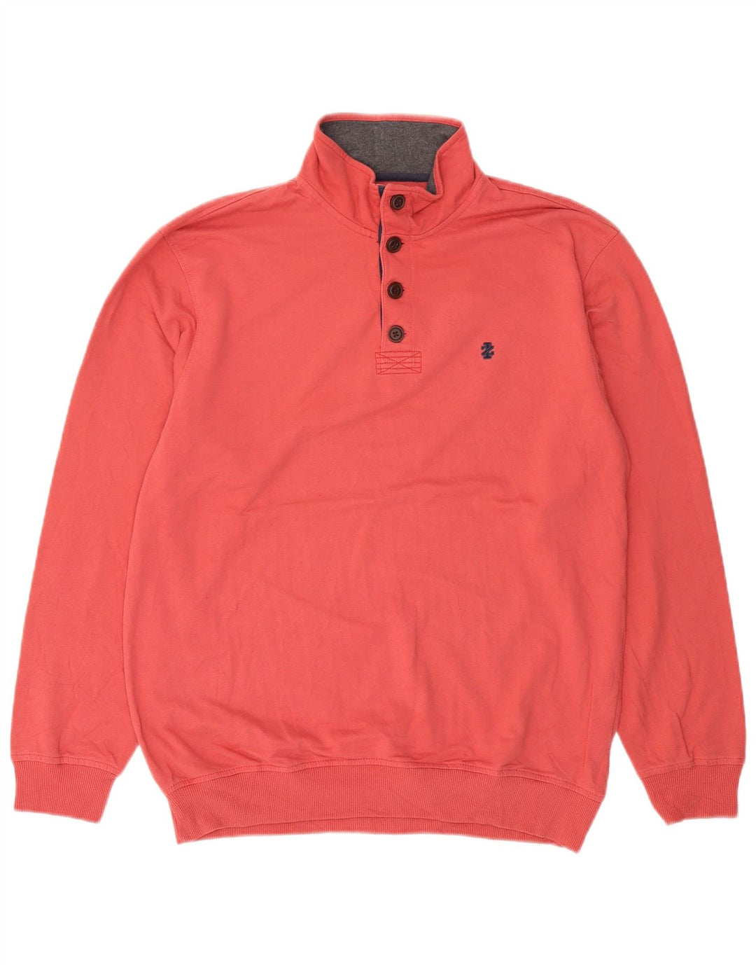Izod Hombre Botón Cuello Sudadera Jumper Medium Rojo Algodón