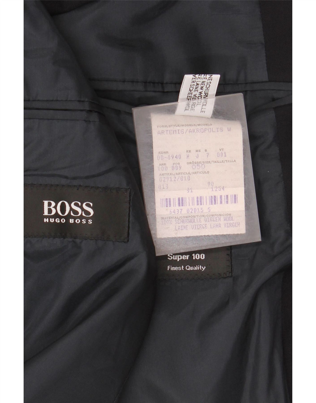 Hugo Boss Chaqueta tipo blazer de 3 botones para hombre EU 50 Grande Lana virgen negra