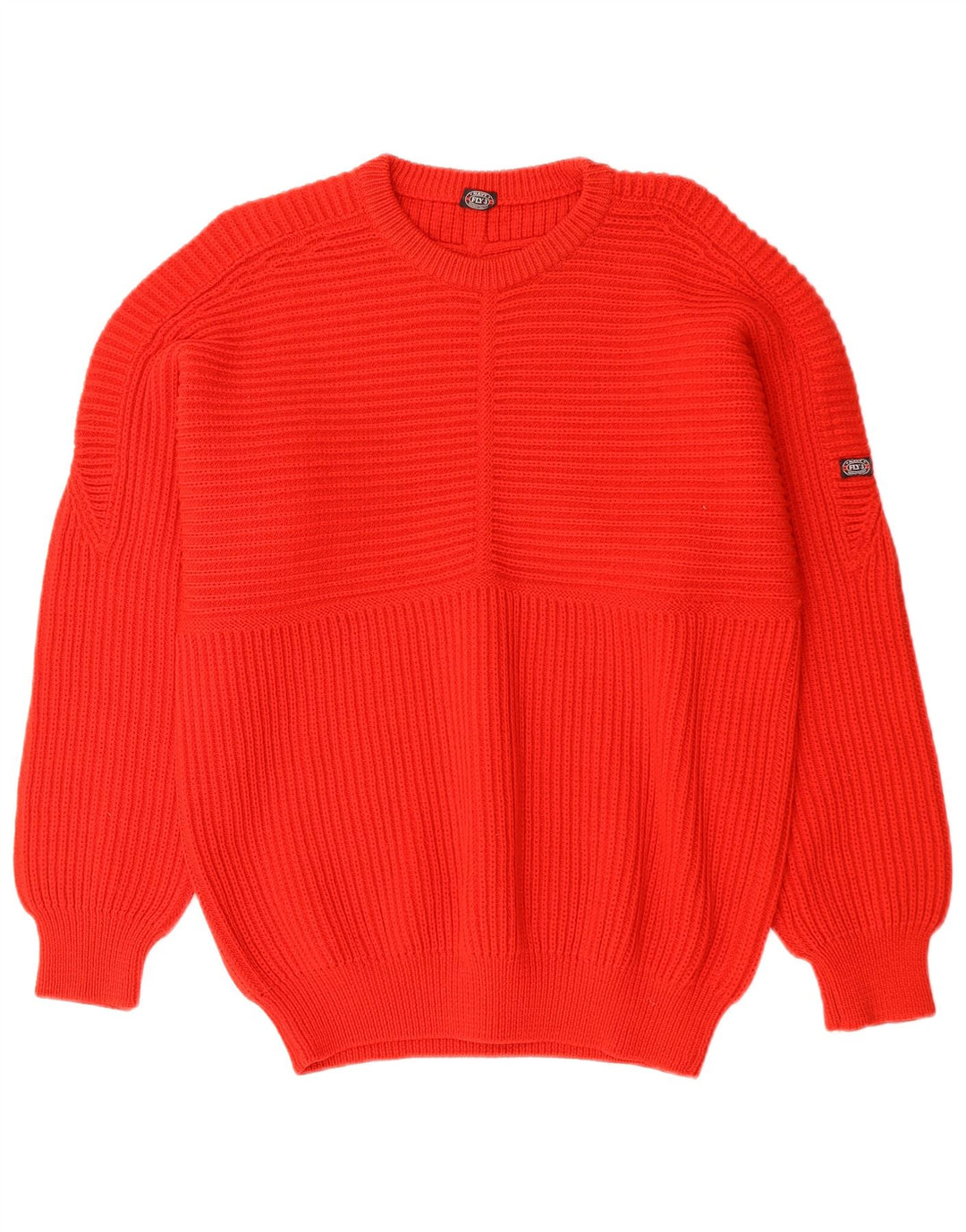 VINTAGE Hombres Barco Cuello Jersey Suéter Medio Rojo