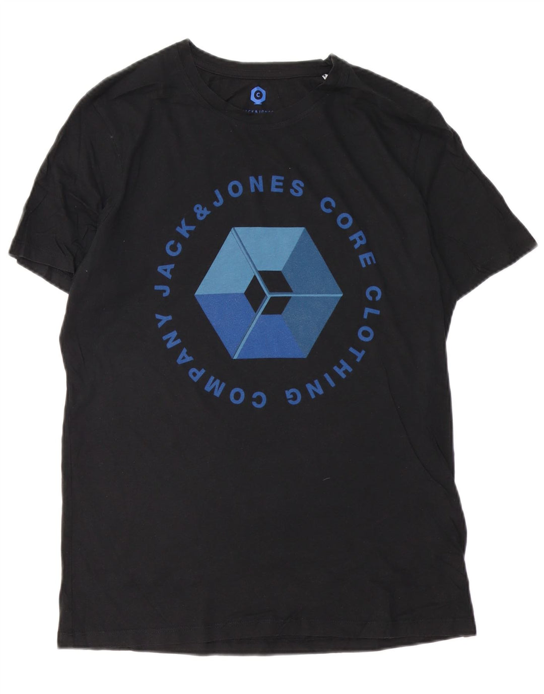 JACK & JONES Camiseta gráfica para hombre Top grande de algodón negro