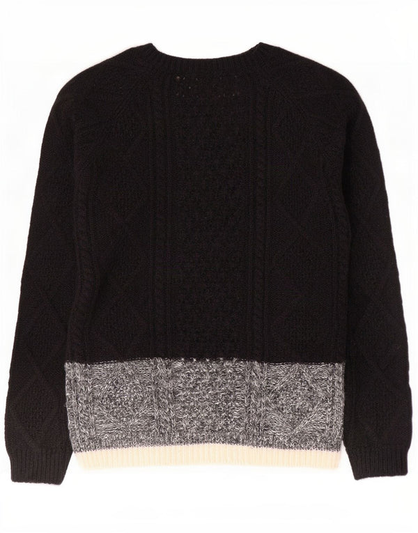 Gap Jersey con Cuello Barco para Mujer UK 44 Mediano Nylon Color Block Negro