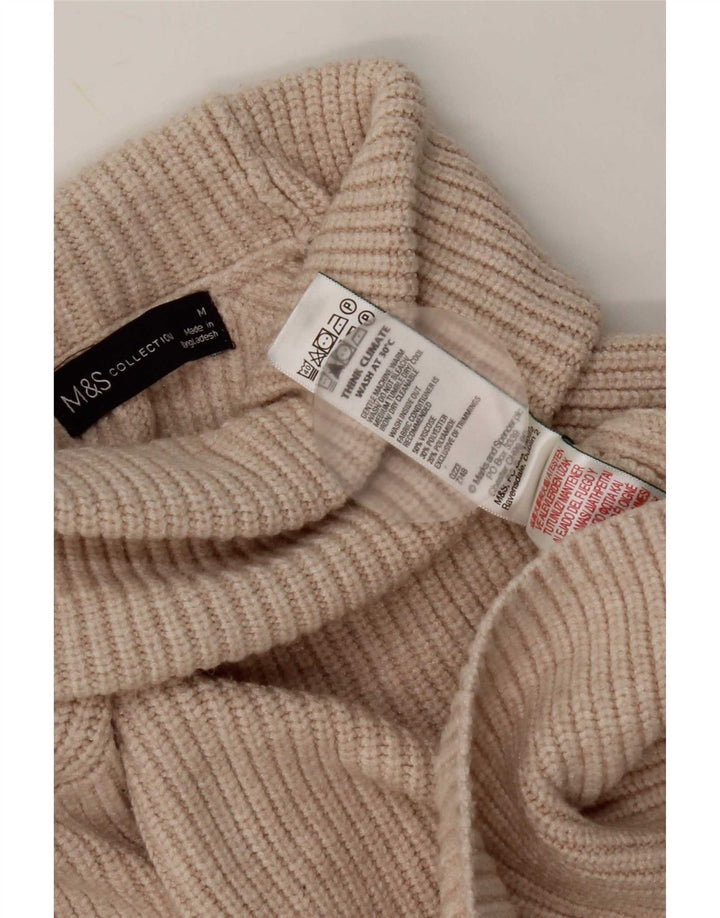 Marks & Spencer Suéter tipo jersey con cuello vuelto para mujer UK 44 Viscosa beige mediana