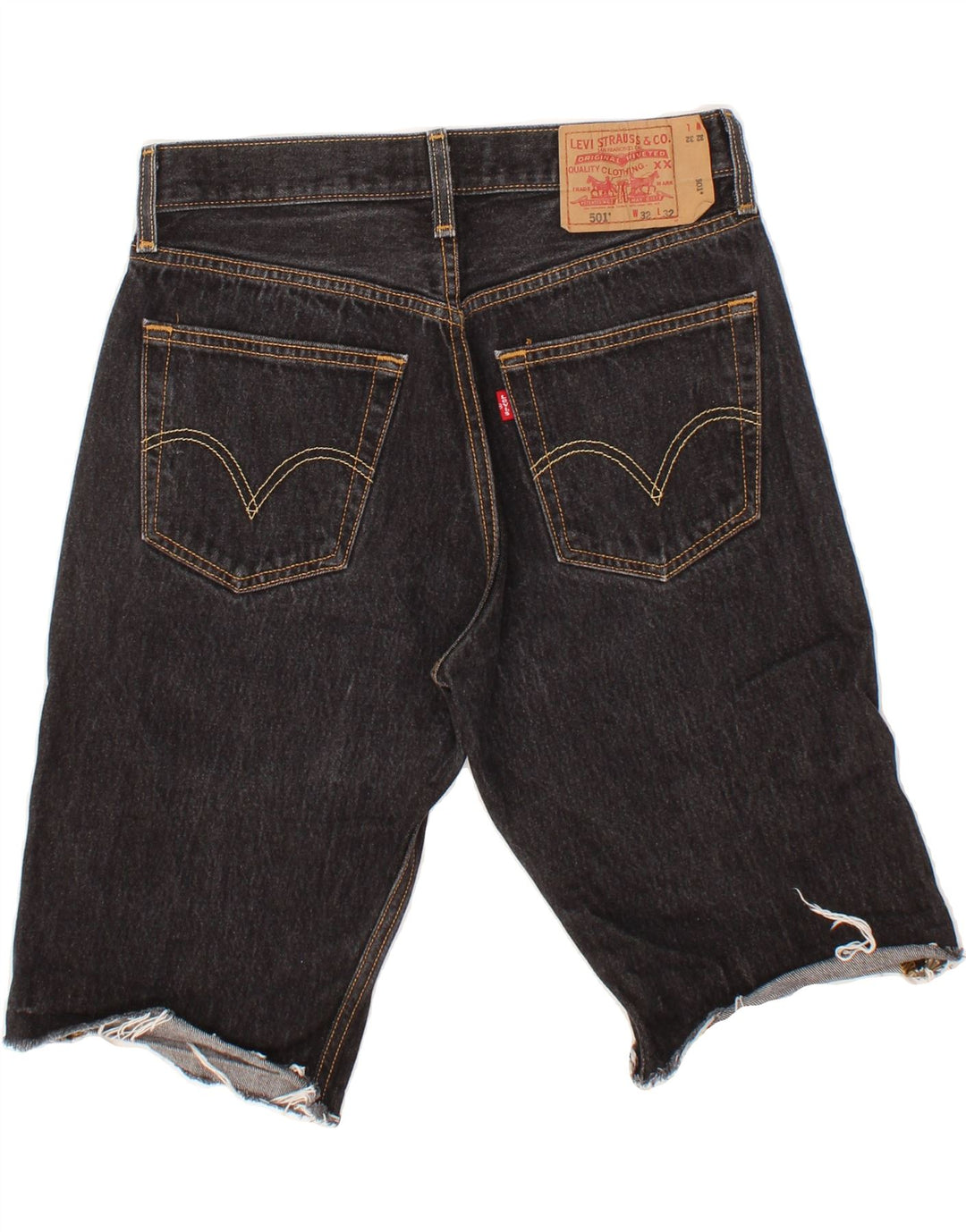 LEVI'S Mens 501 Denim Shorts W32 Algodón Negro Mediano