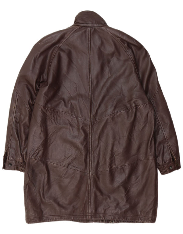 VINTAGE Abrigo de cuero de gran tamaño para mujer EU 40 Cuero marrón medio