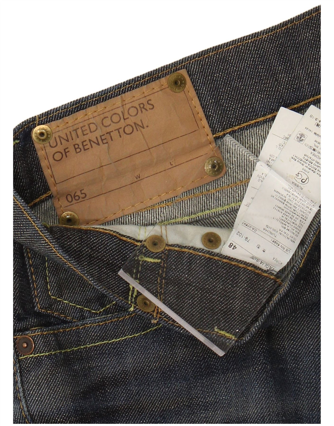 Benetton Vaqueros Slim Hombre IT 48 Medium W34 L35 Algodón Azul