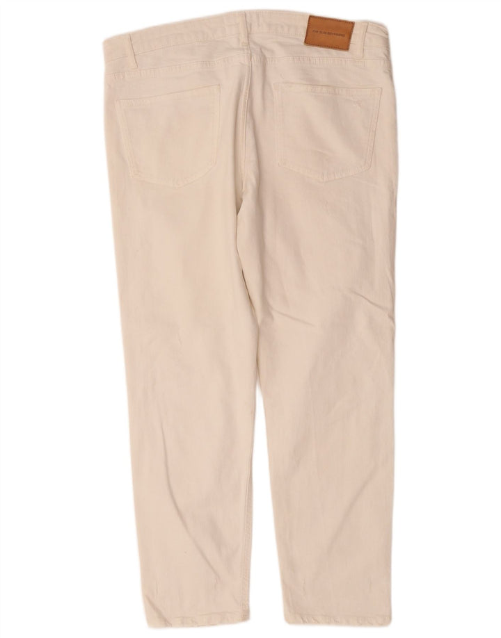 Zara Vaqueros Rectos Desgastados para Mujer EU 44 XL W34 L28 Blanco