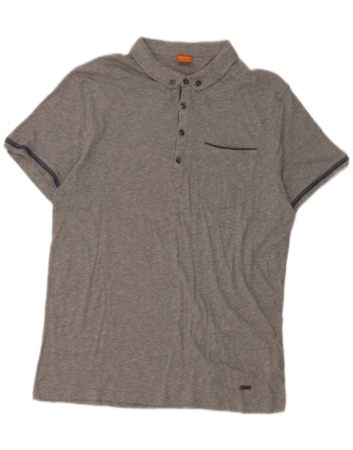 Hugo Boss Polo para hombre de algodón gris grande