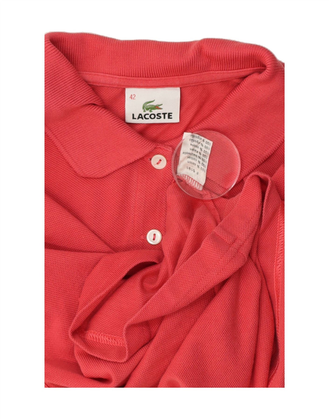 LACOSTE Womens Polo Shirt Size 42 Large Red Cotton Vintage Lacoste and Second-Hand Lacoste from Messina Hembry 