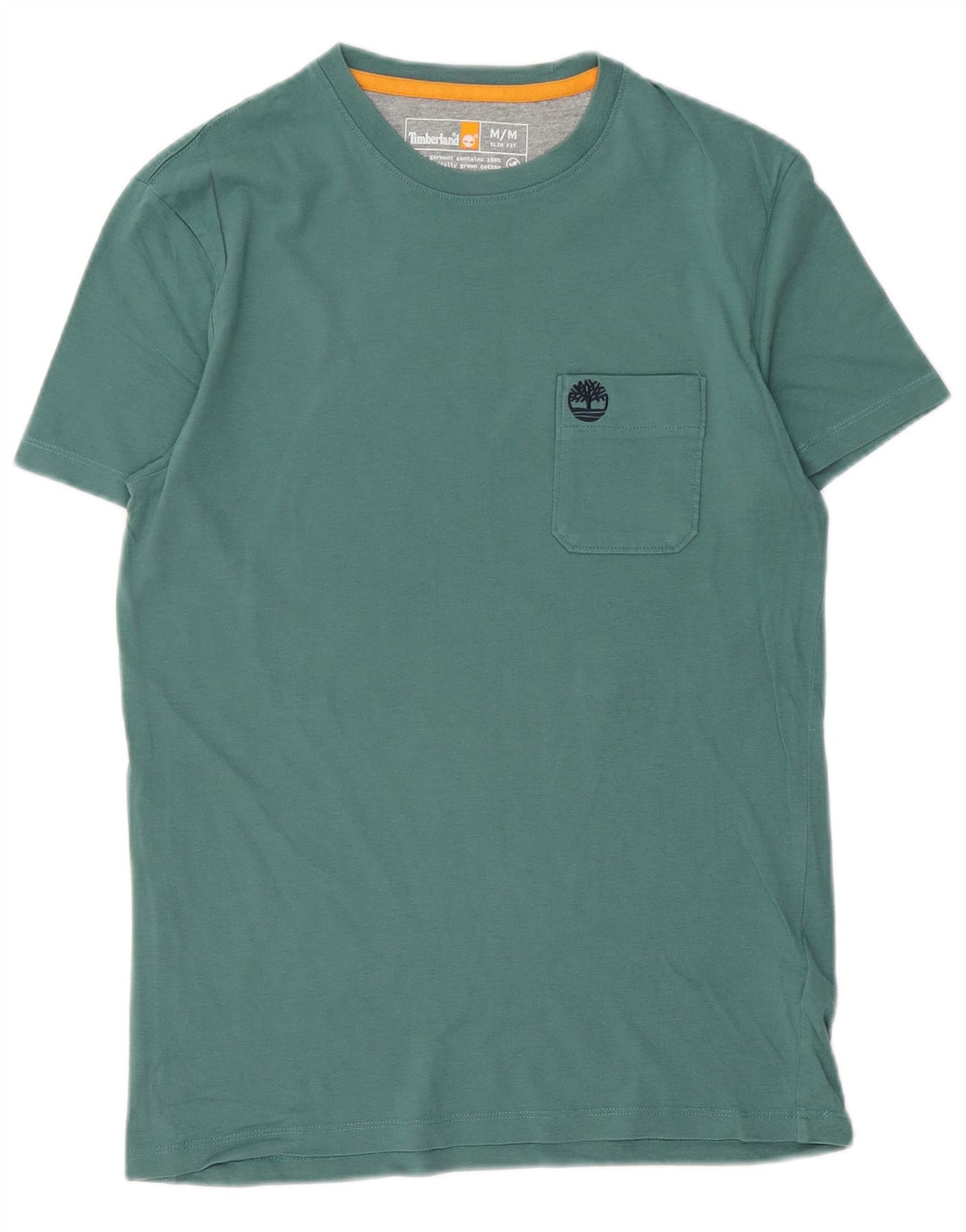Timberland Hombre Slim Fit Camiseta Top Algodón Verde Medio