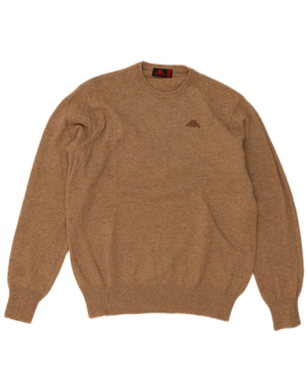 Kappa Mens Crew Neck Jumper Sweater Small Marrón Lana De Cordero