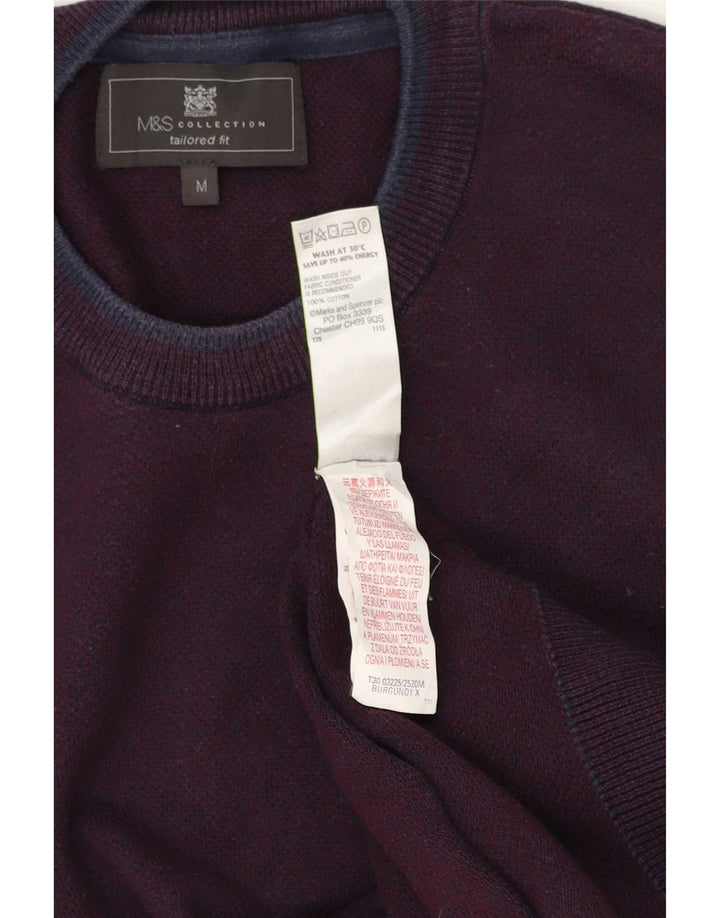 Marks & Spencer Suéter tipo jersey con cuello redondo y ajuste a medida para hombre Borgoña medio