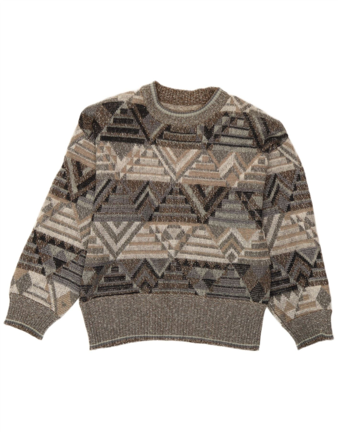 Bogner Suéter De Cuello Redondo Para Hombre Pequeño Gris Geométrico Acrílico