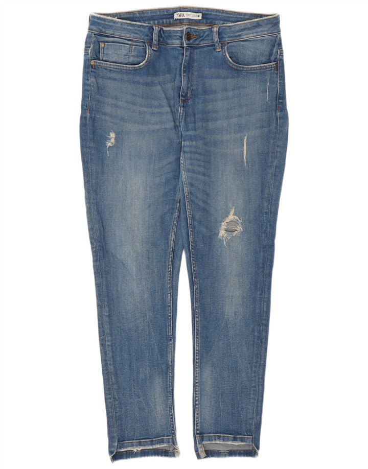 Zara Jeans Slim Desgastados Mujer EU 44 XL W34 L27 Azul