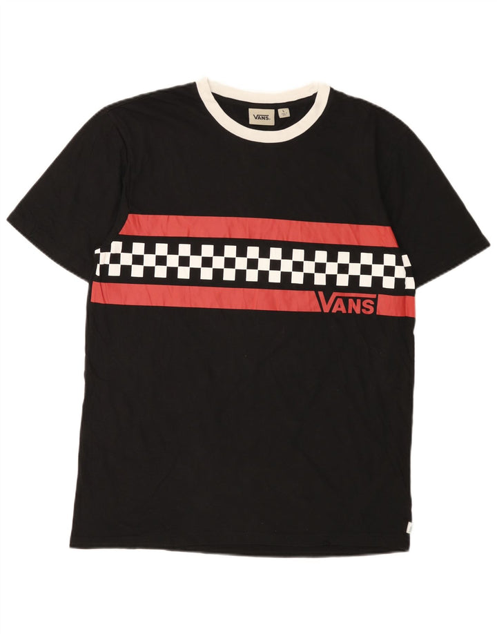 Vans Camiseta gráfica para hombre Top grande de algodón geométrico negro