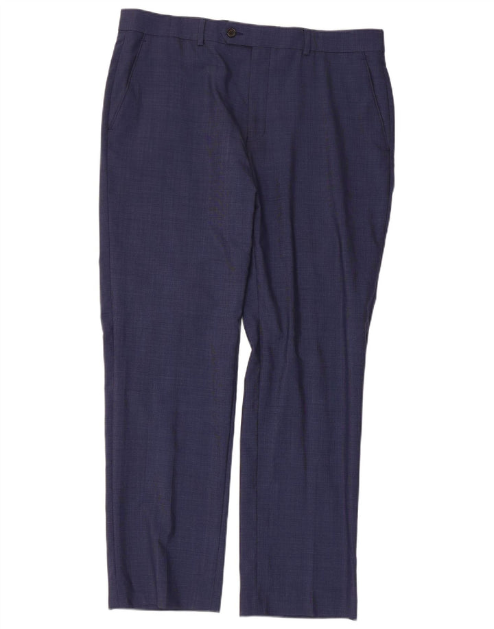RALPH LAUREN Pantalón de traje recto para hombre W34 L30 Lana azul marino