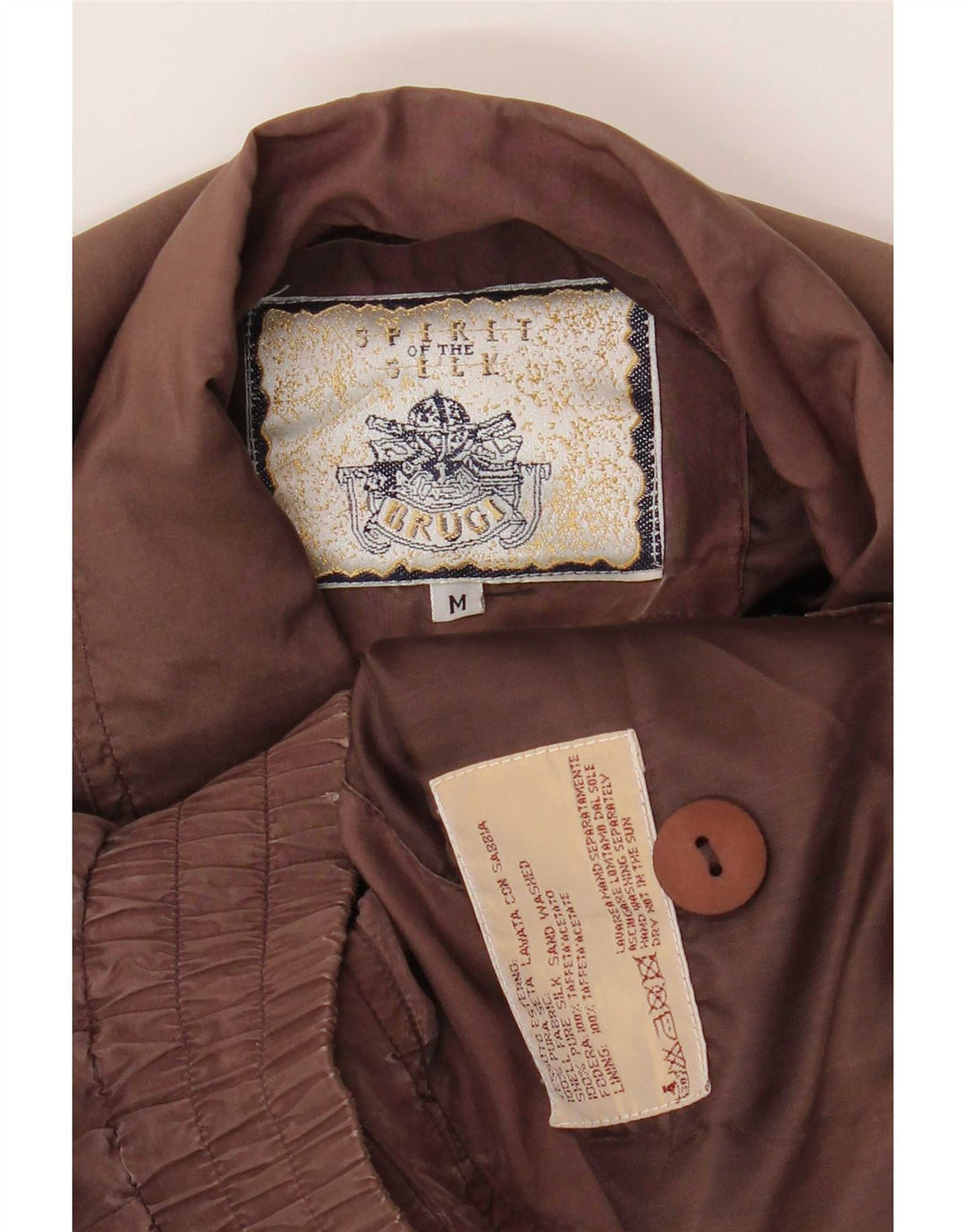 Brugi Chaqueta Bomber para Hombre UK 38 Seda Marrón Medio
