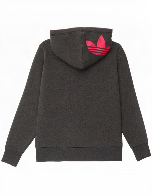 Adidas - Sudadera con capucha para mujer, diseño gráfico, Reino Unido 12, algodón gris medio