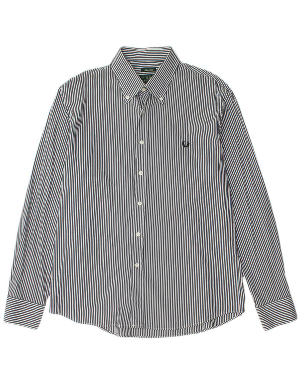 Fred Perry Camisa Slim Fit Para Hombre 2XL Algodón Azul Marino Con Rayas Pintadas
