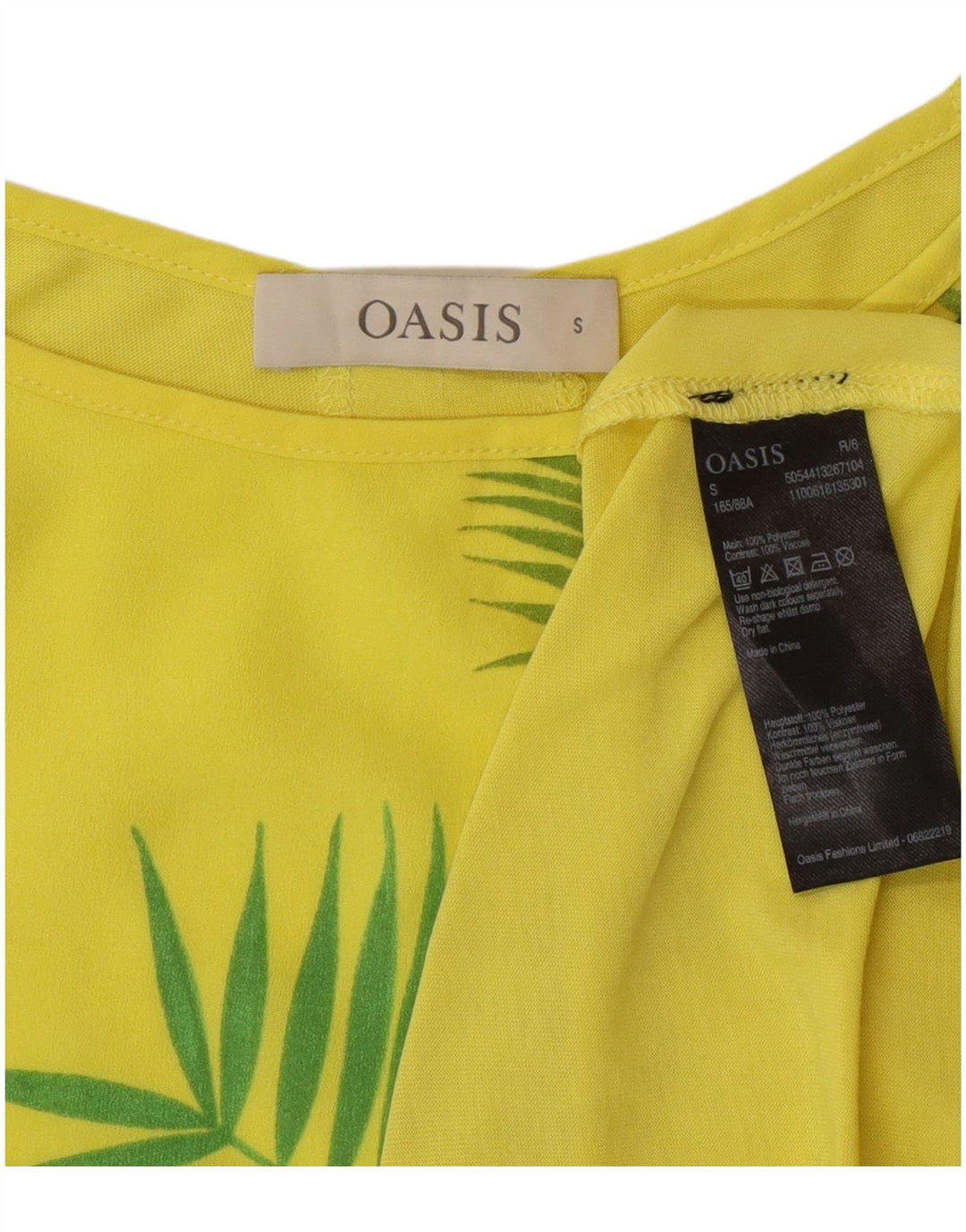 Oasis Top Túnica para Mujer UK 40 Pequeño Poliéster Floral Amarillo