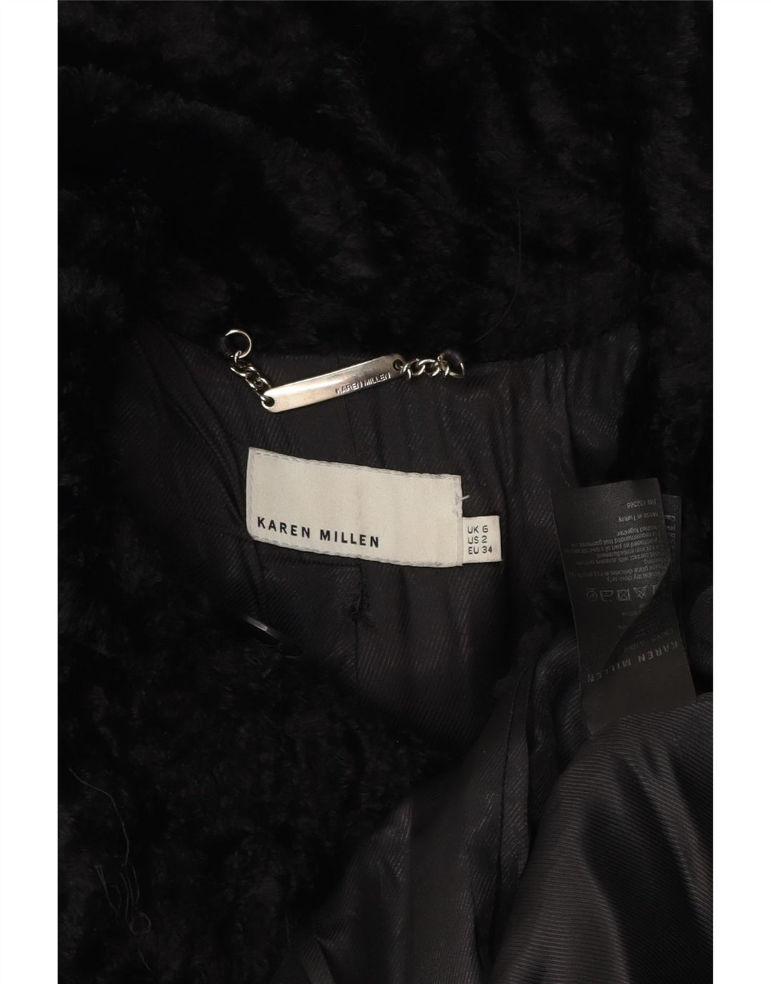 KAREN MILLEN Gabardina para mujer UK 6 XS Lana negra