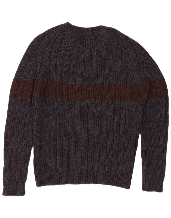 ST. BERNARD Mens V-Neck Jumper Sweater Large Grey Colourblock Acrylic