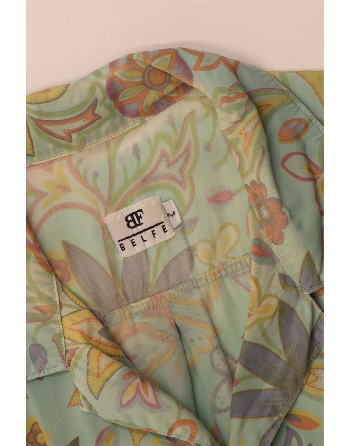 Belfe Hombre Camisa De Manga Corta Verde Medio Floral