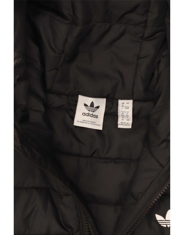 Adidas Chaqueta acolchada con capucha para mujer UK 8 Small Poliéster negro