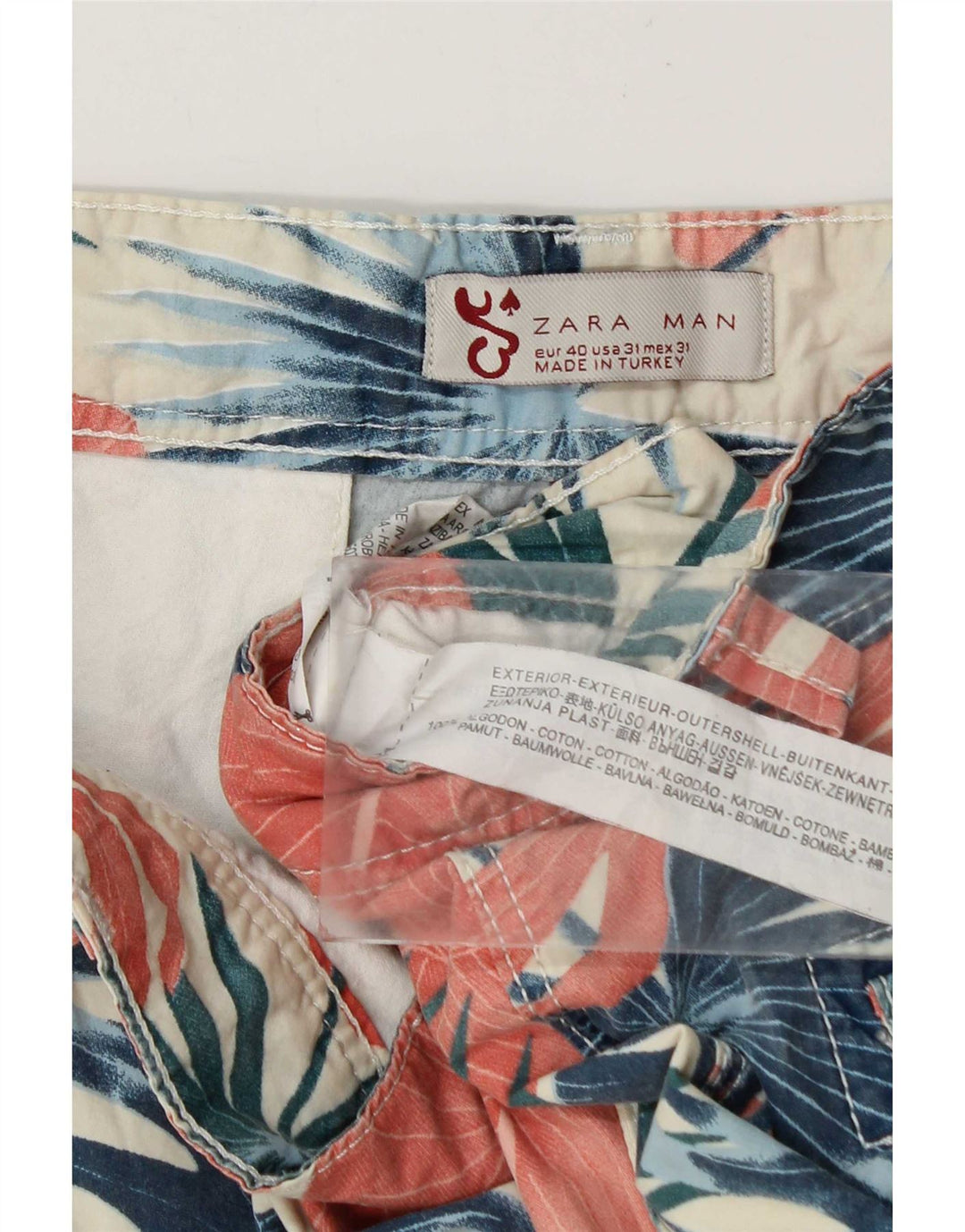 Zara Mens Cargo Shorts EU 40 Medium W31 Algodón floral multicolor