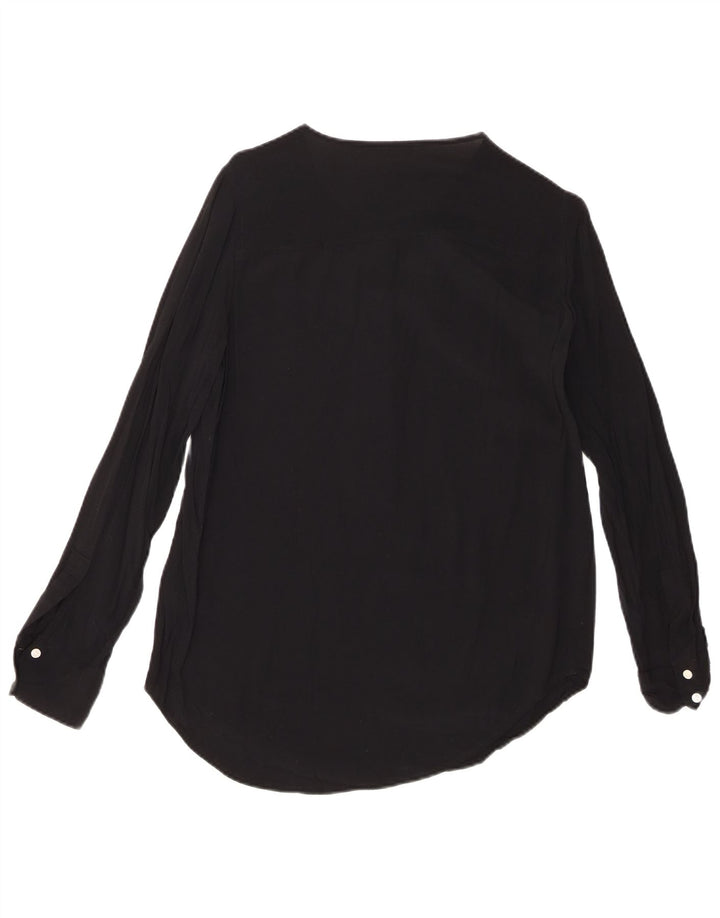 J. CREW Blusa de manga larga para mujer UK 10 Small Viscosa negra