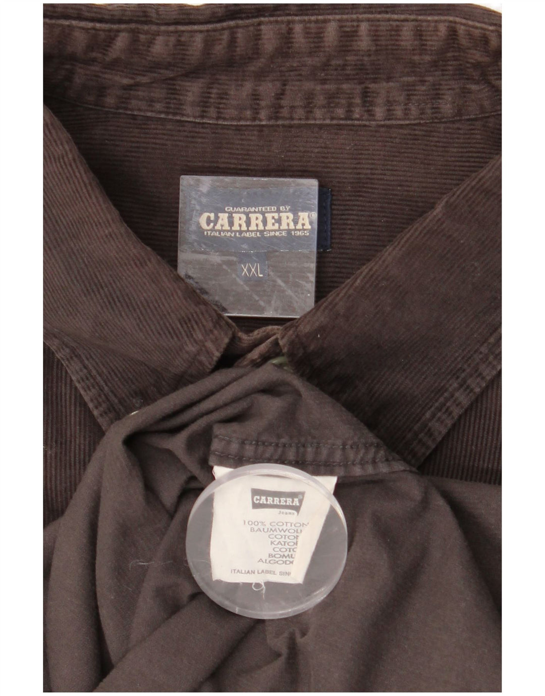 CARRERA Camisa de pana para hombre 2XL Algodón marrón