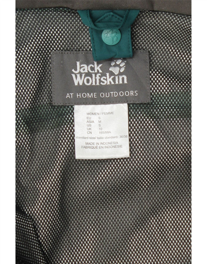 Jack Wolfskin Chaqueta impermeable con capucha para mujer UK 10 Small Turquesa Colorblock