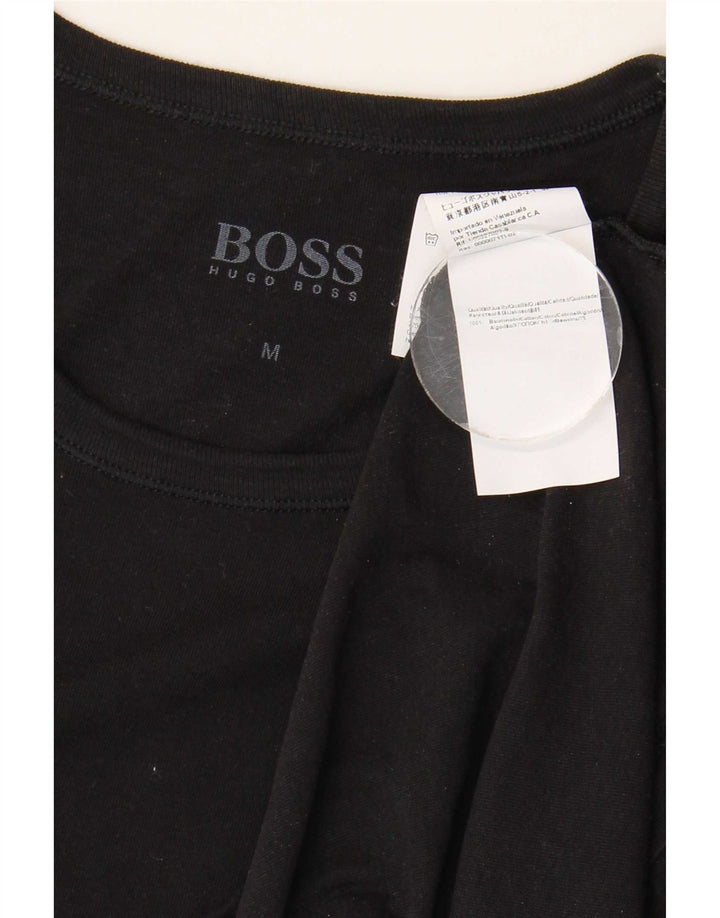 Hugo Boss Hombre Camiseta Top Medium Negro Algodón