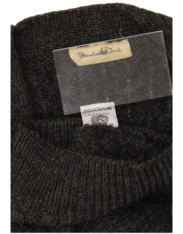 VINTAGE Hombres Cardigan Suéter Medio Gris Nueva Lana