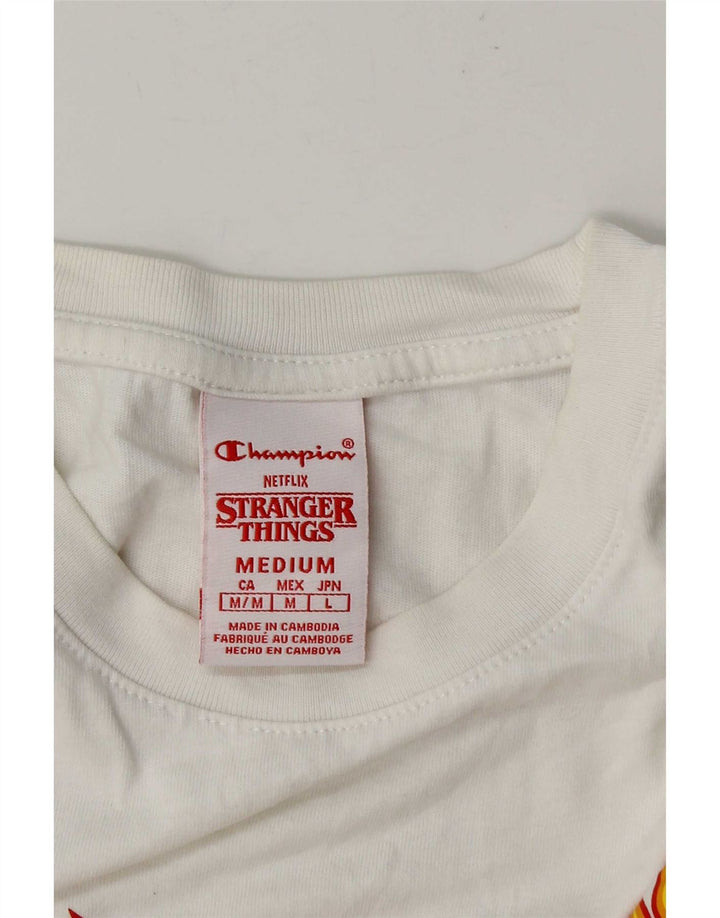 Champion Stranger Things Graphic Camiseta para hombre, talla mediana, color blanco