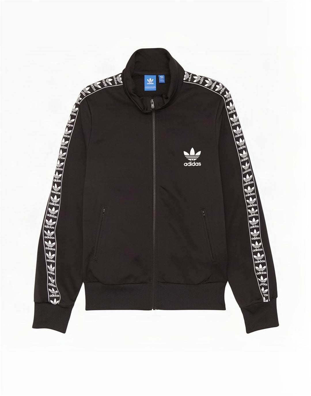 Adidas Mujer Gráfico Chándal Top Chaqueta UK 10 Pequeño Poliéster Negro