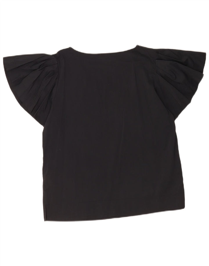 Benetton Blusa Extragrande Mujer UK 40 Small Algodón Negro