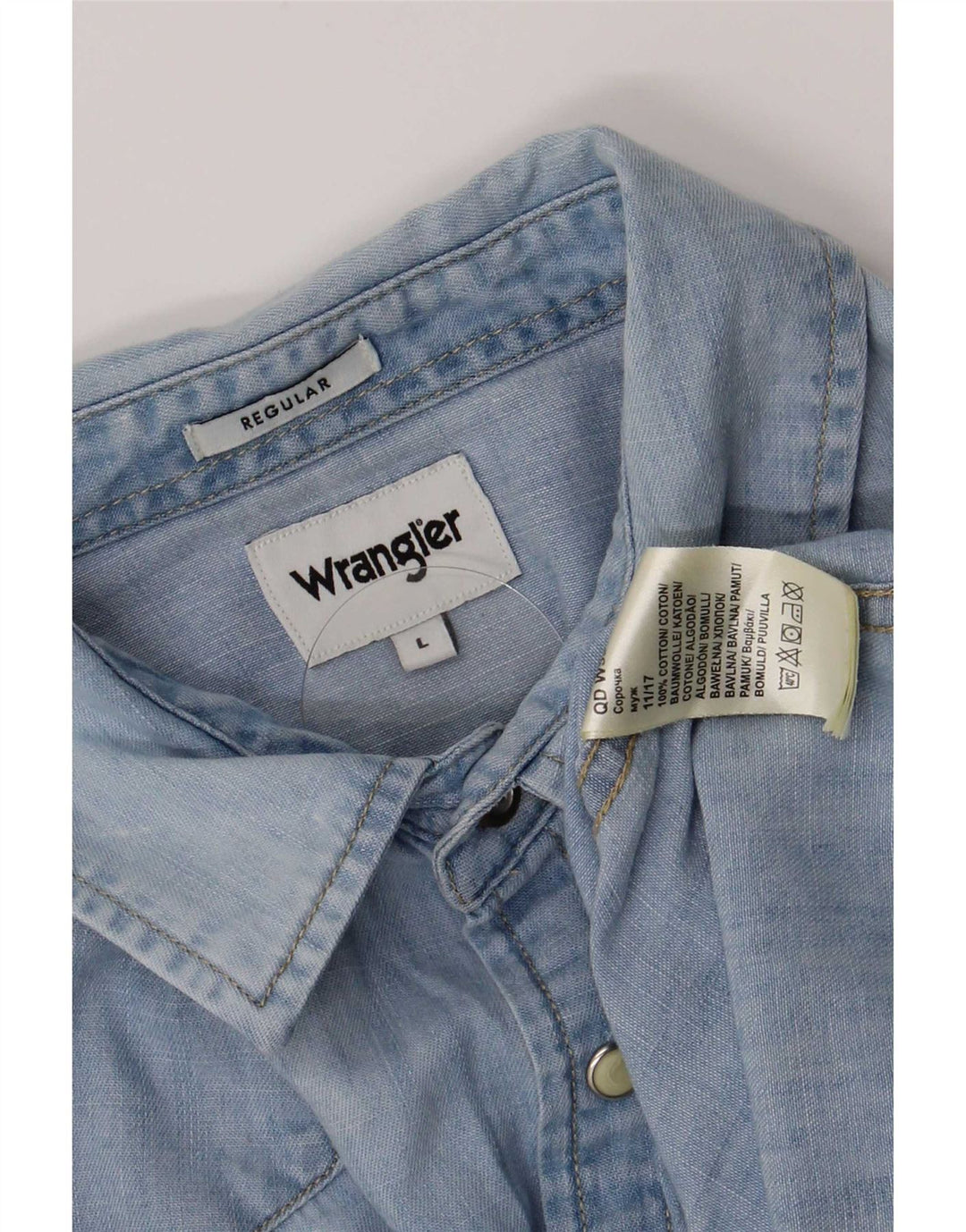 Wrangler Camisa Vaquera Regular Fit Para Hombre Algodón Azul Grande