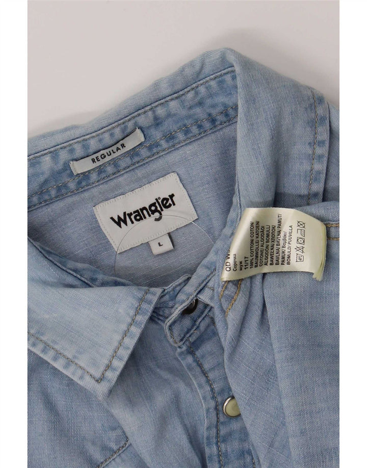 Wrangler Camisa Vaquera Regular Fit Para Hombre Algodón Azul Grande