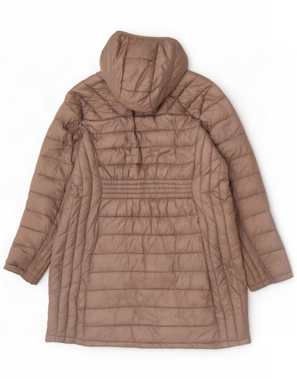Michael Kors Abrigo acolchado con capucha para mujer UK 40 XL Nylon marrón