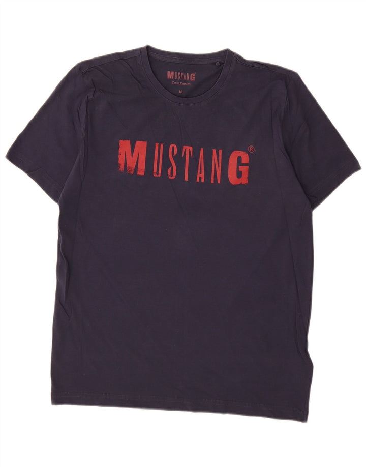 Mustang Camiseta gráfica para hombre Top Medium Azul marino Algodón