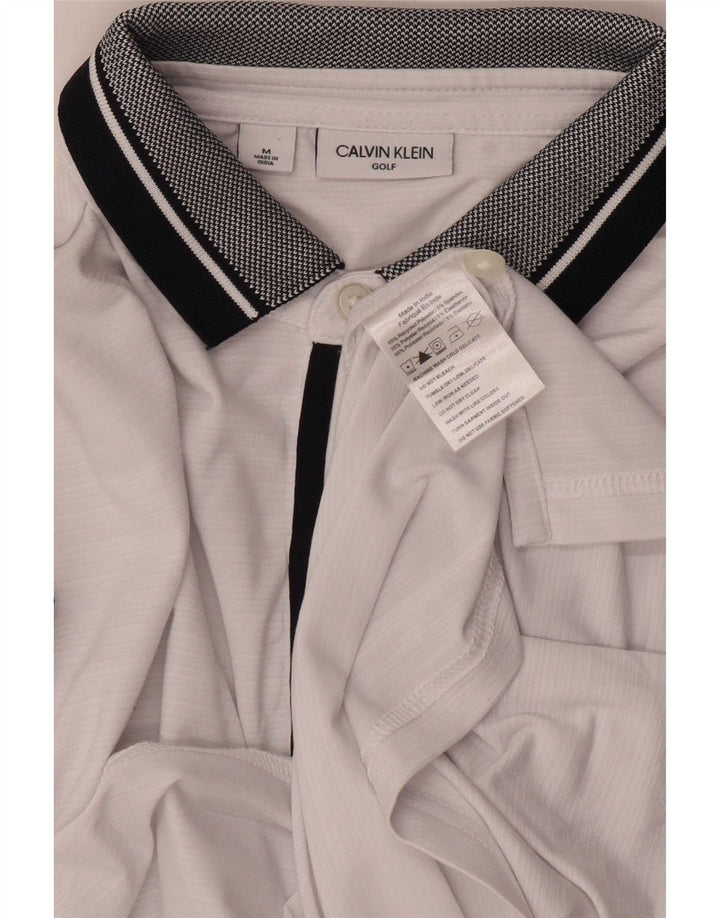 Polo de golf Calvin Klein para hombre Poliéster con bloques de color blanco mediano