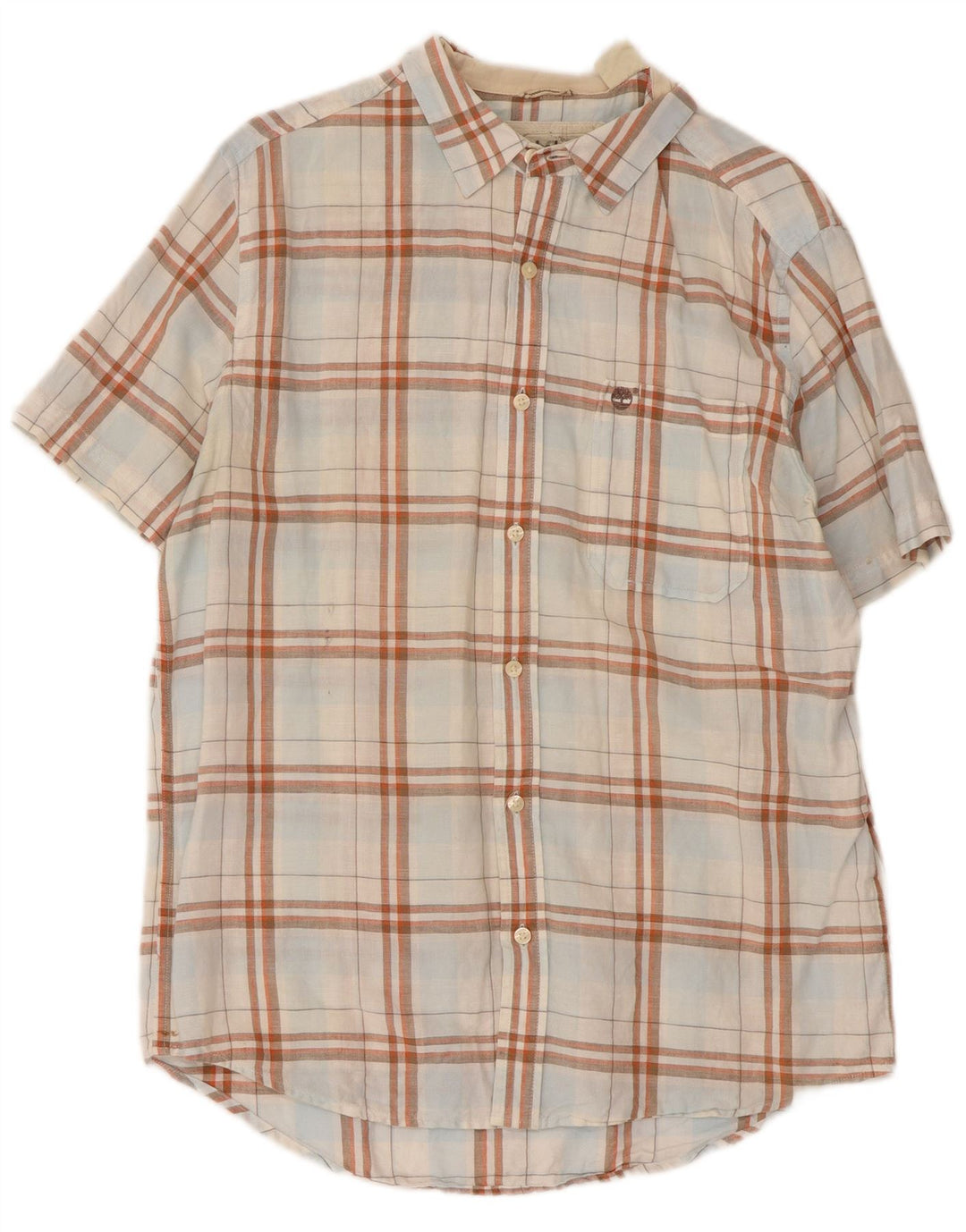 Timberland Camisa De Manga Corta De Corte Regular Para Hombre Cuadros Blancos Medianos