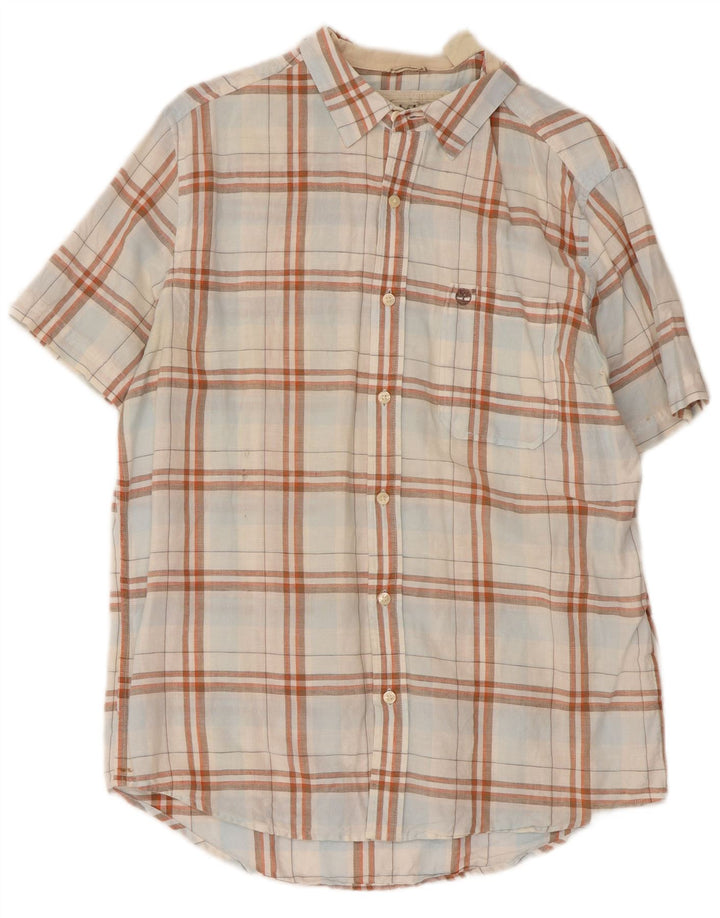 Timberland Camisa De Manga Corta De Corte Regular Para Hombre Cuadros Blancos Medianos