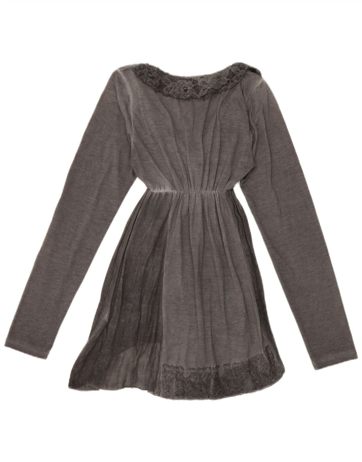 Rifle Túnica de manga larga para mujer UK 8 Small Gris Poliéster