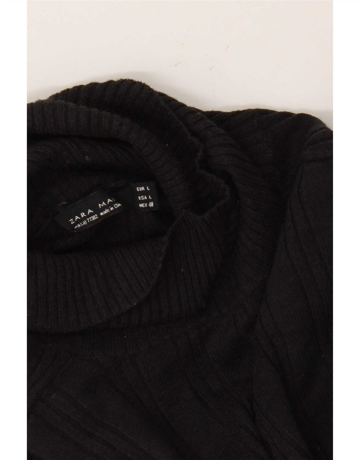 Zara Mens Roll Neck Jumper Sweater Grande Negro