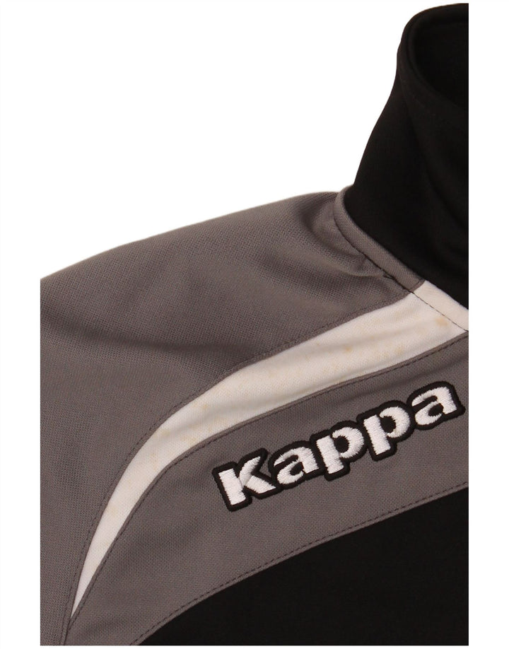 KAPPA Mens Graphic Zip Neck Sudadera Jumper Small Black Colorblock